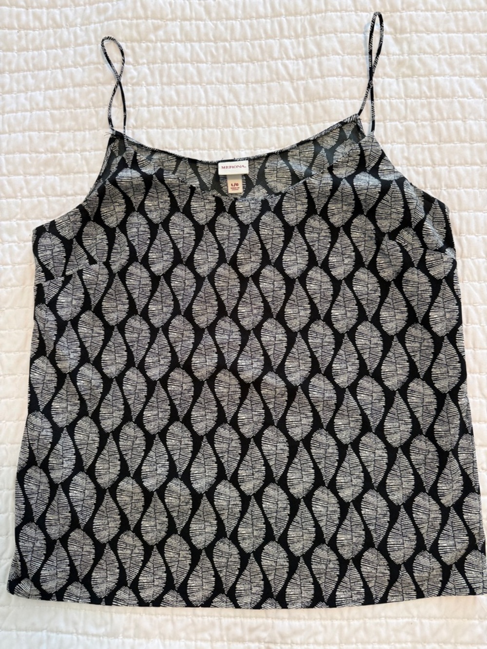 Merona Black and White Leaf-Print Camisole